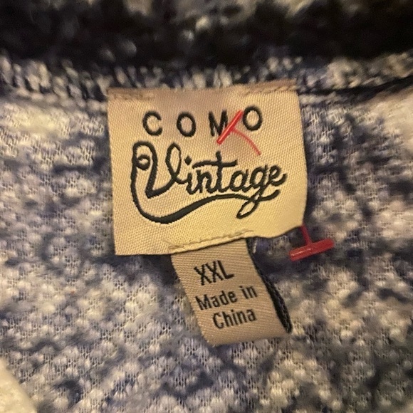 Como Vintage Plus Size Blue and White Sherpa Sweater - Picture 6 of 7